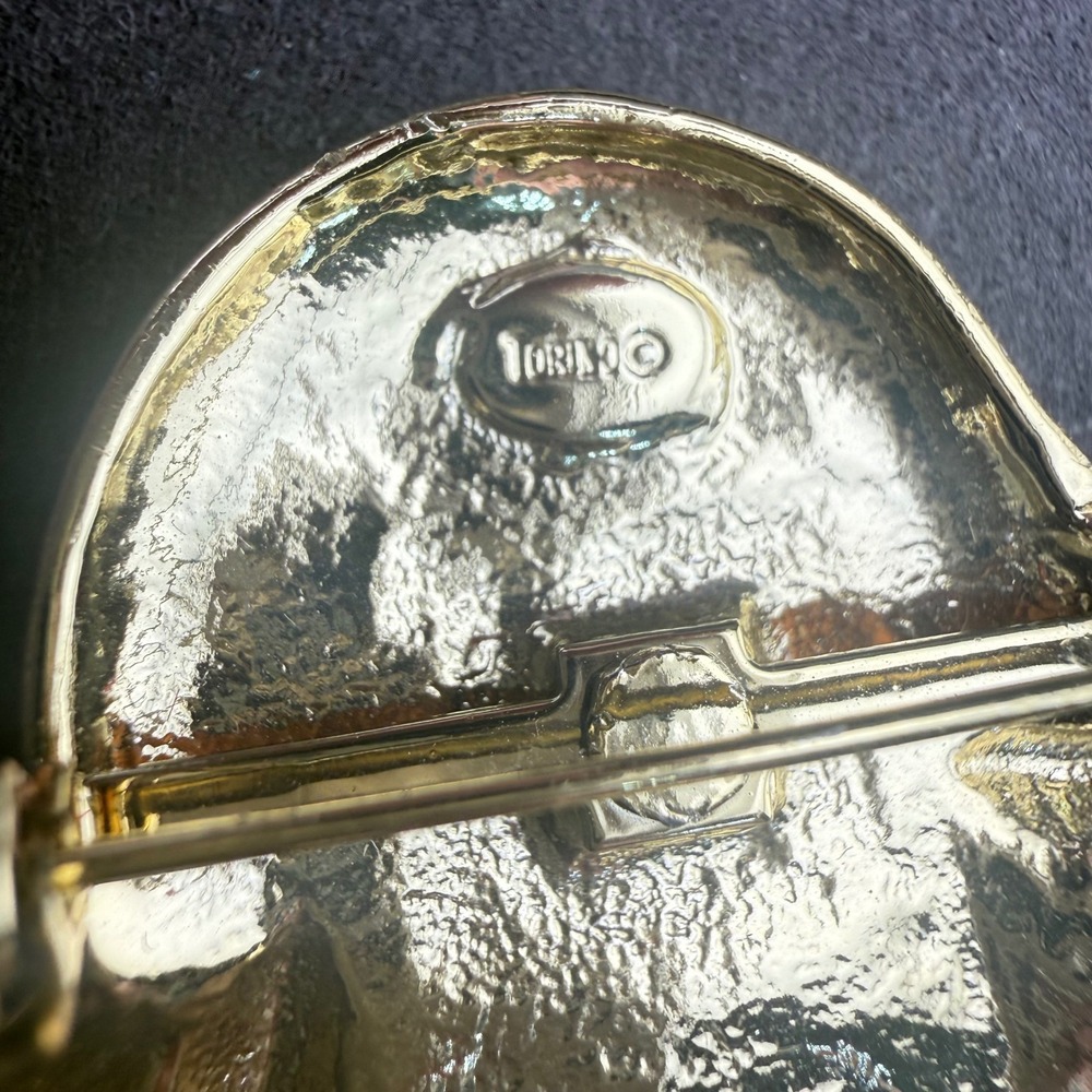 Vintage Signed Torino Brooch Pin Gold Tone Women Profile Face Flapper - Picture 6 of 7